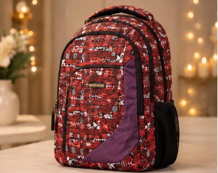 Lila Trendz Premium Blue Geometric Print College Backpack for Men & Women