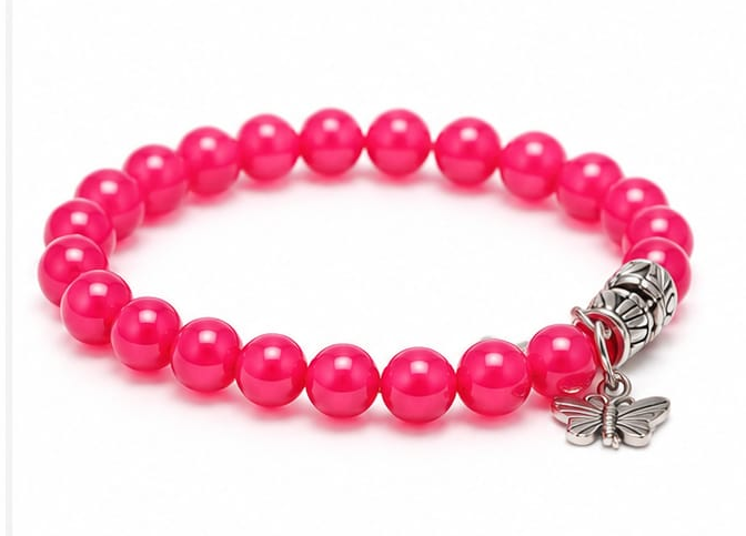 Coral Butterfly Charm Bracelet