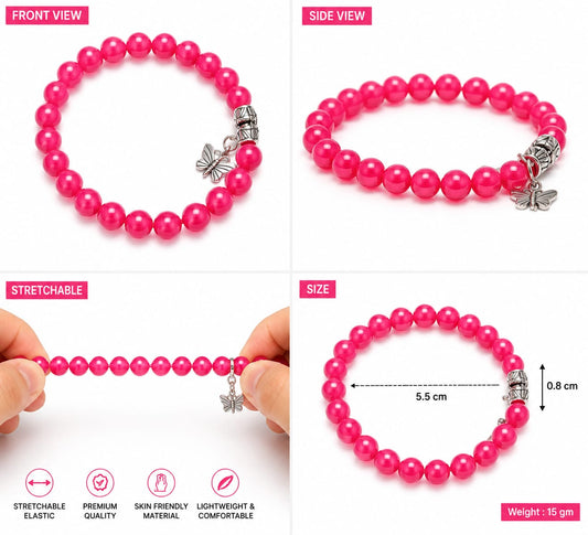 Coral Butterfly Charm Bracelet