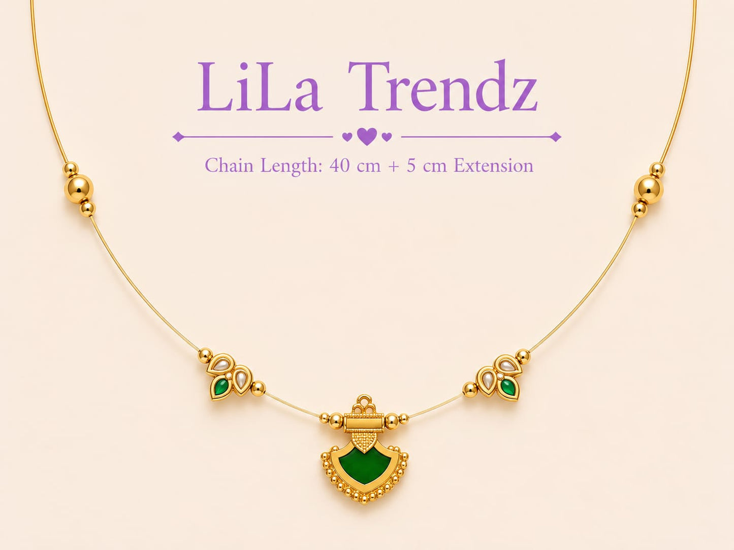 LiLa Trendz Emerald Grace Gold Plated Invisible Necklace