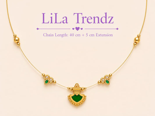 LiLa Trendz Emerald Grace Gold Plated Invisible Necklace