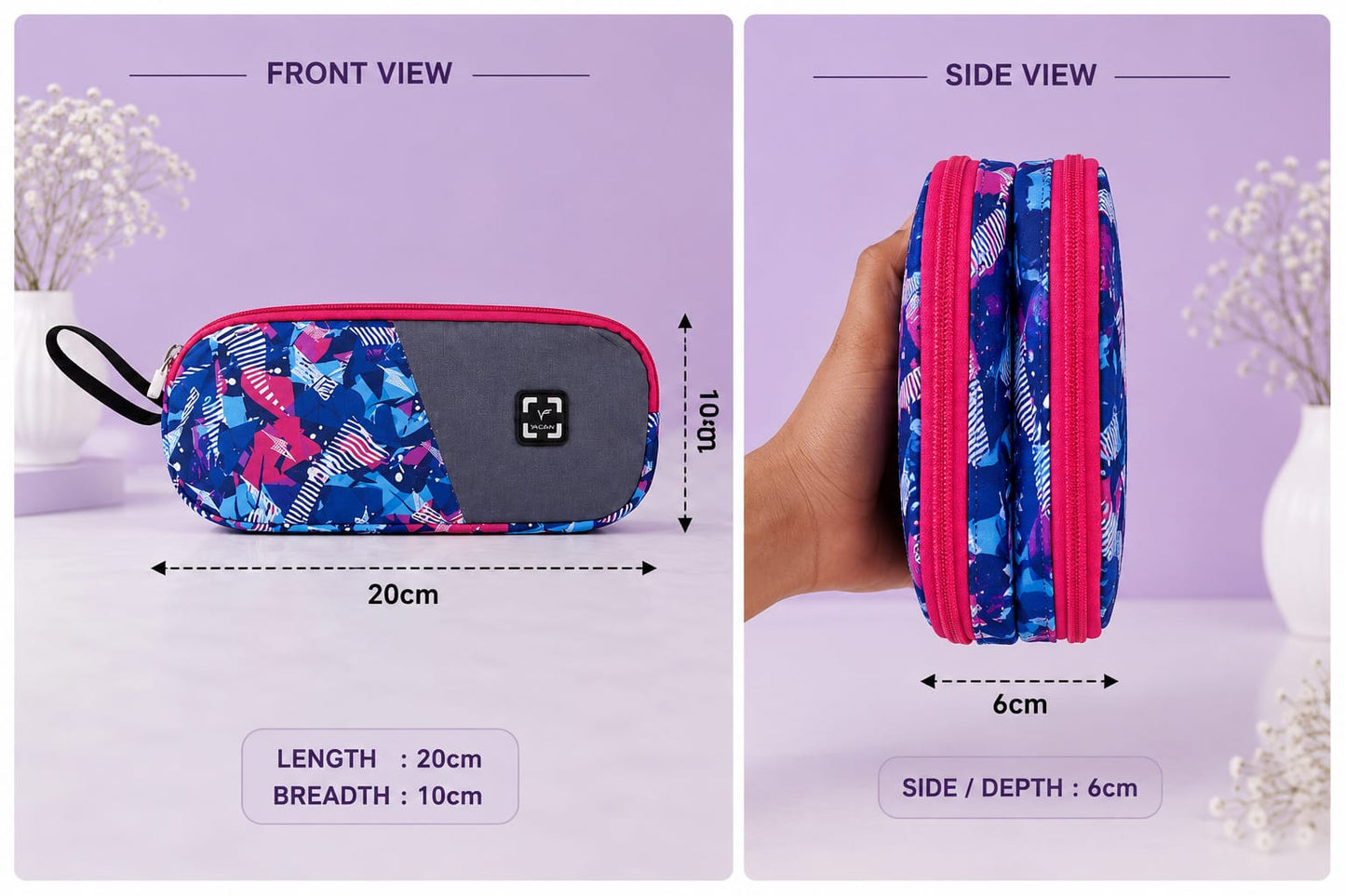 LiLa Trendz Vibrant Floral Print Multi-Purpose Pencil Pouch & Makeup Case