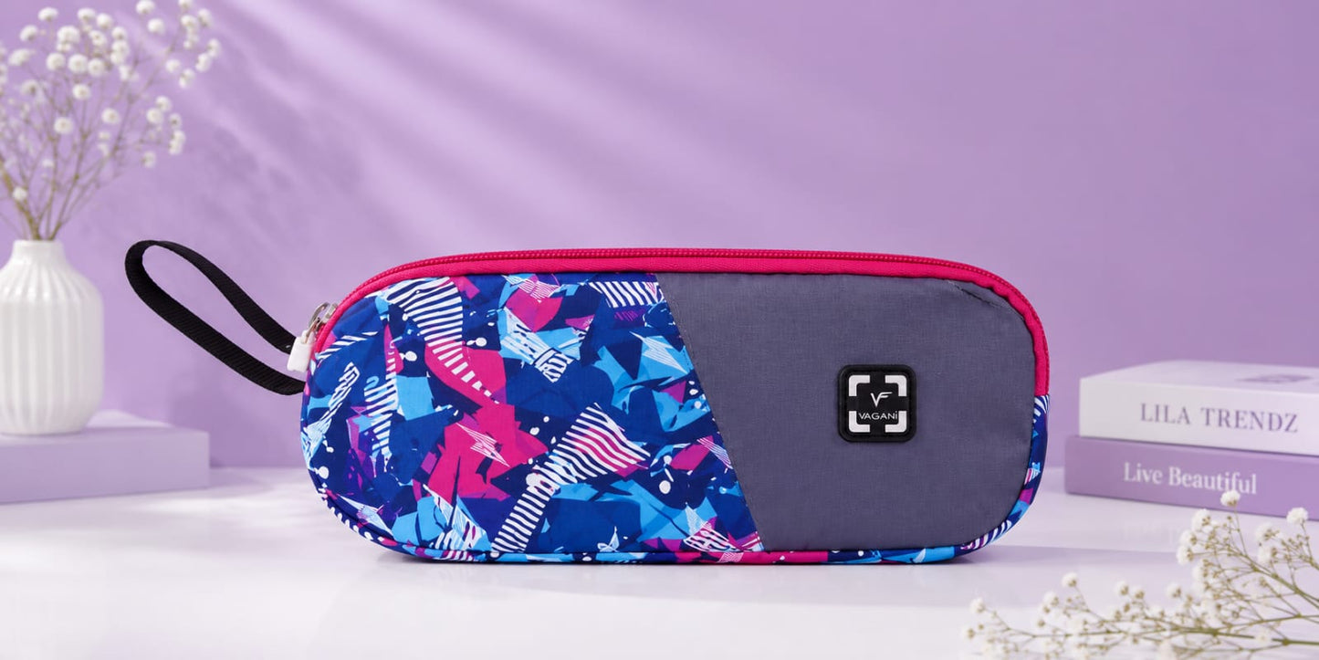 LiLa Trendz Vibrant Floral Print Multi-Purpose Pencil Pouch & Makeup Case