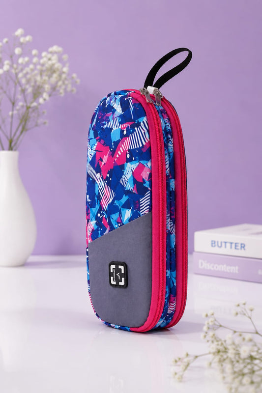 LiLa Trendz Vibrant Floral Print Multi-Purpose Pencil Pouch & Makeup Case