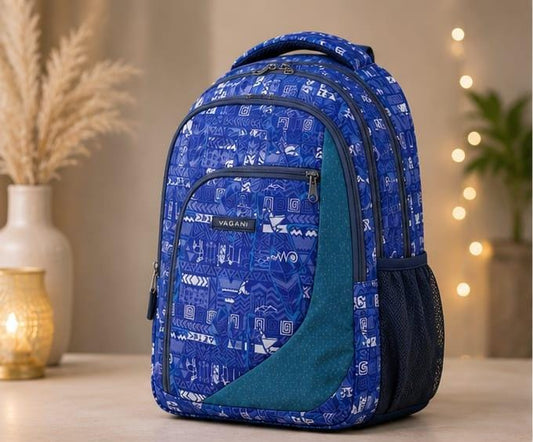 Lila Trendz  Premium Blue Geometric Print College Backpack for Men & Women