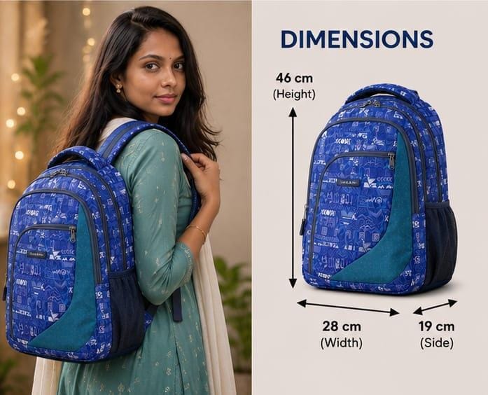 Lila Trendz  Premium Blue Geometric Print College Backpack for Men & Women