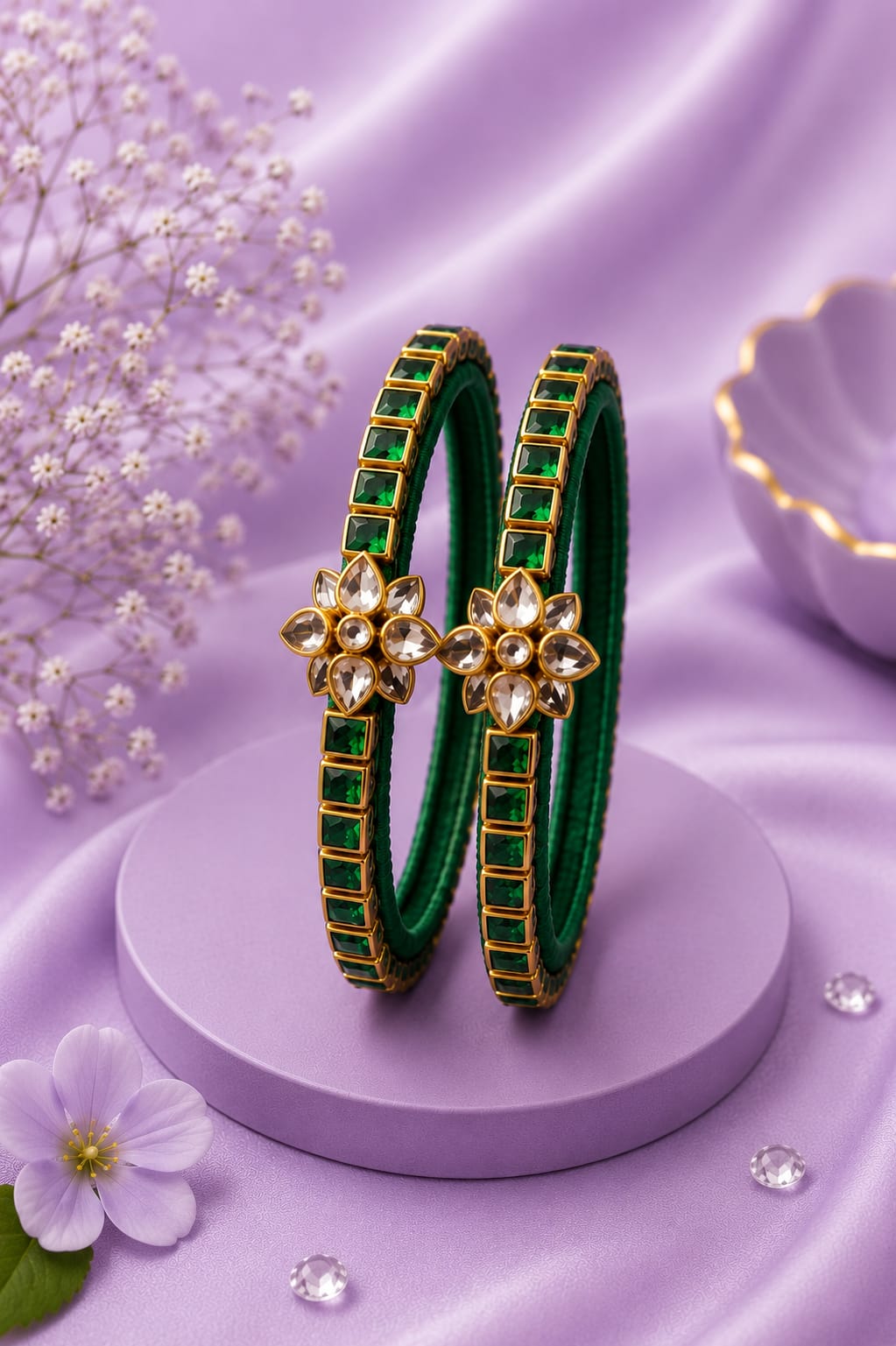 Premium Green Kundan Thread Bracelet for Women | Handmade Designer Jewellery 💜