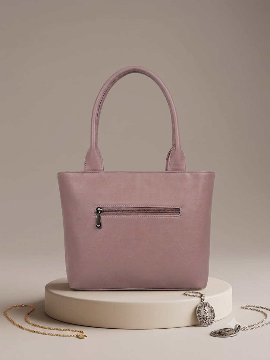 Elegant Lavender Quilted Tote Handbag with Matching Mini Pouch