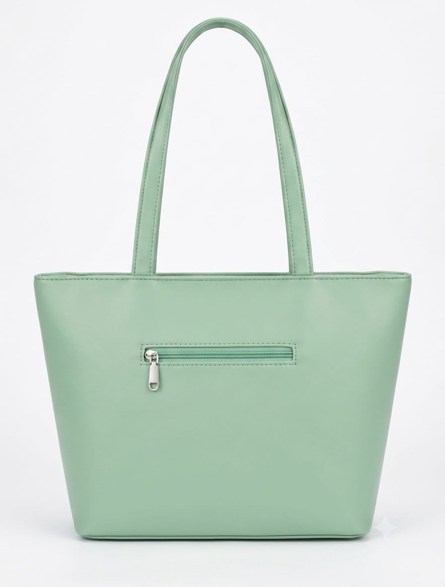 Elegant Olive Green Quilted Tote Handbag with Matching Mini Pouch