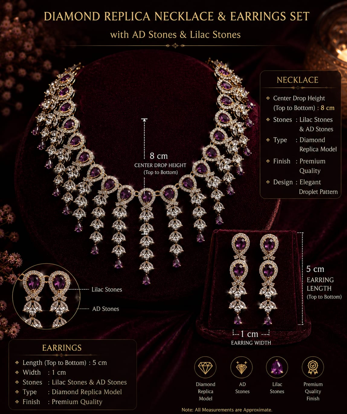 Sparkling Silver Finish American Diamond Necklace Set with Earrings & Maang Tikka