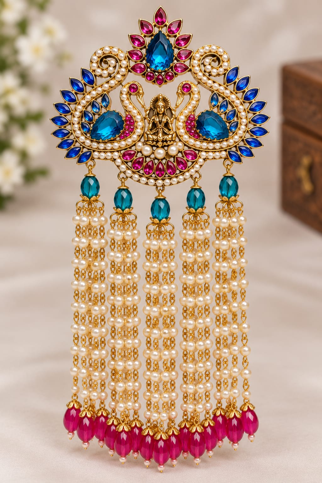 Traditional Pearl & Multi-Gemstone Hair Chains for Earrings