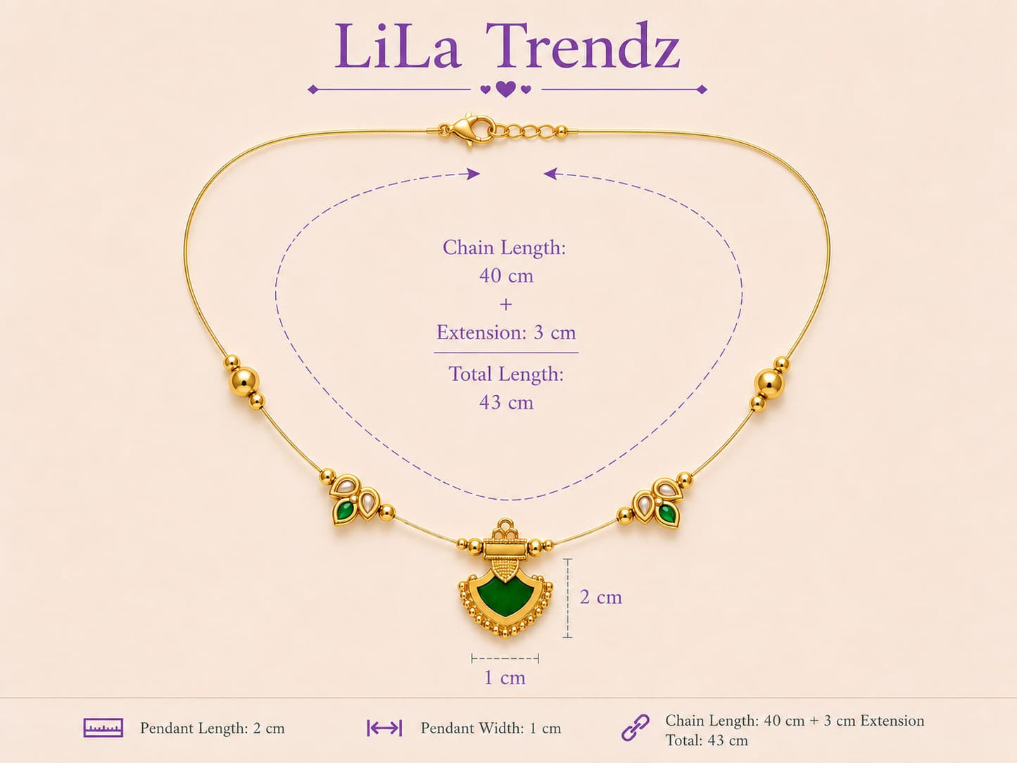 LiLa Trendz Emerald Grace Gold Plated Invisible Necklace