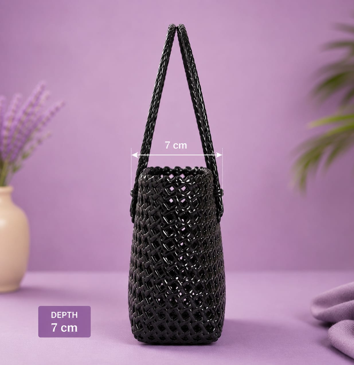 Lila Trendz Classic Black Handwoven Tote Basket Bag