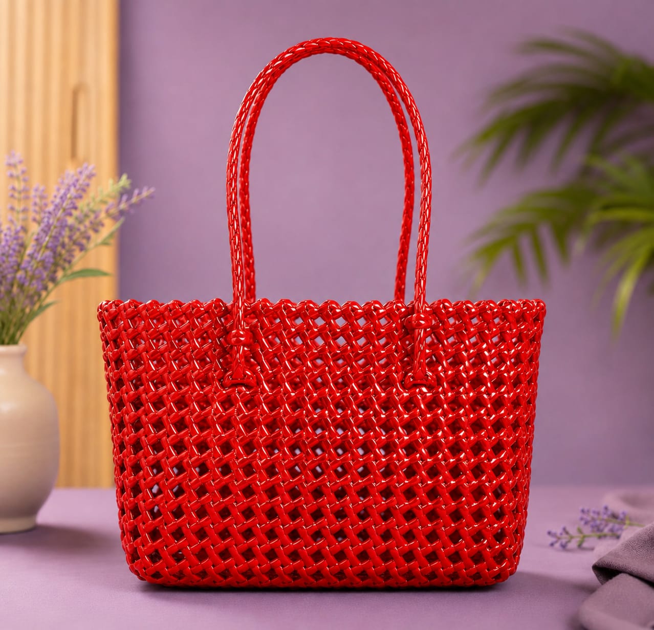 Lila Trendz Classic Black Handwoven Plastic Wire Basket