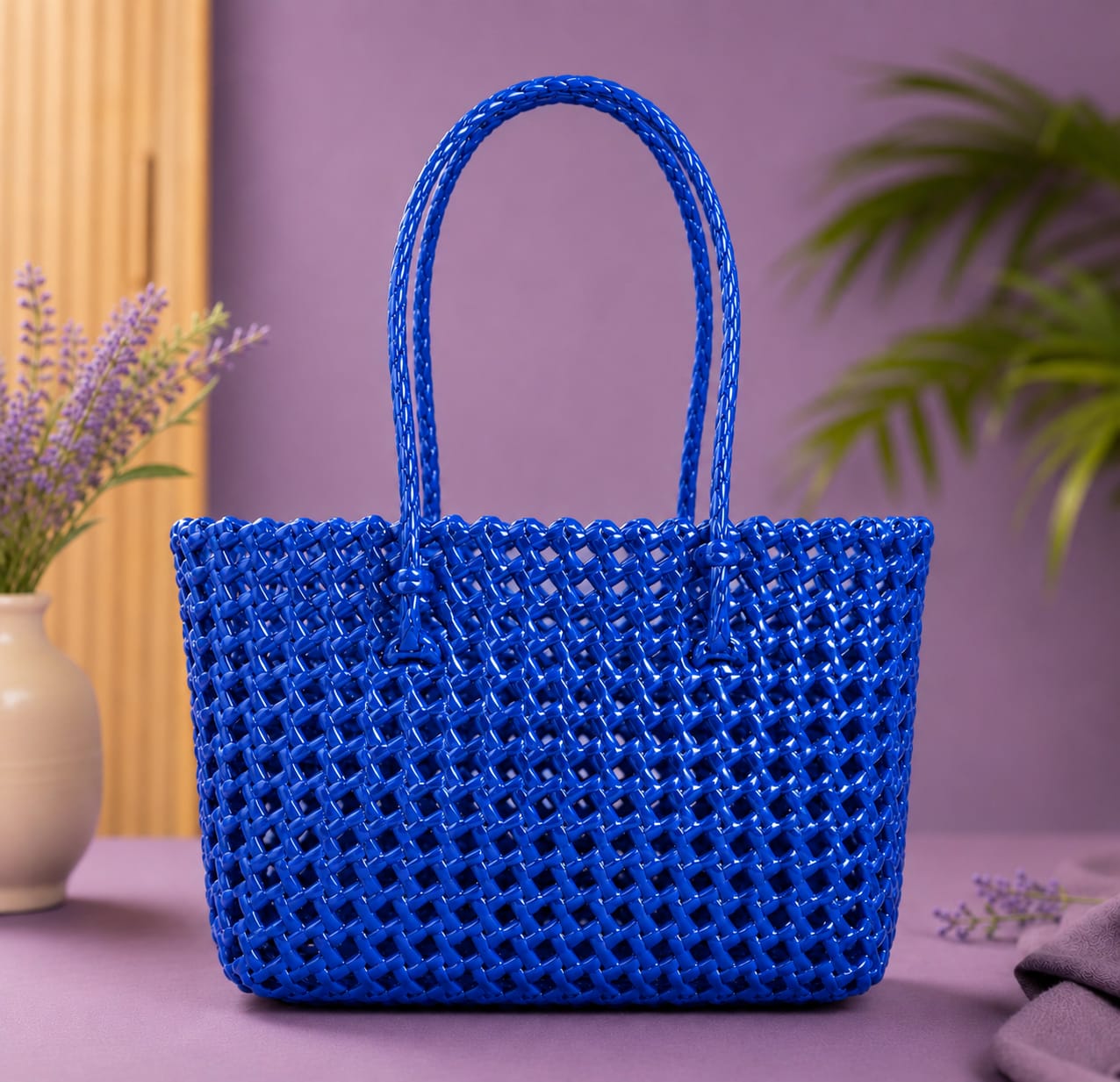 Lila Trendz Classic Black Handwoven Plastic Wire Basket