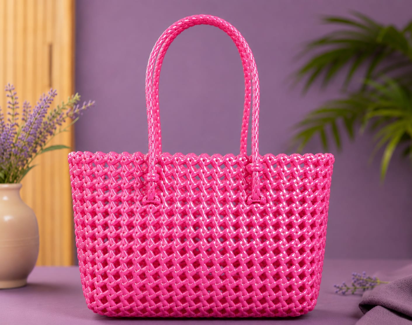 Lila Trendz Classic Black Handwoven Plastic Wire Basket