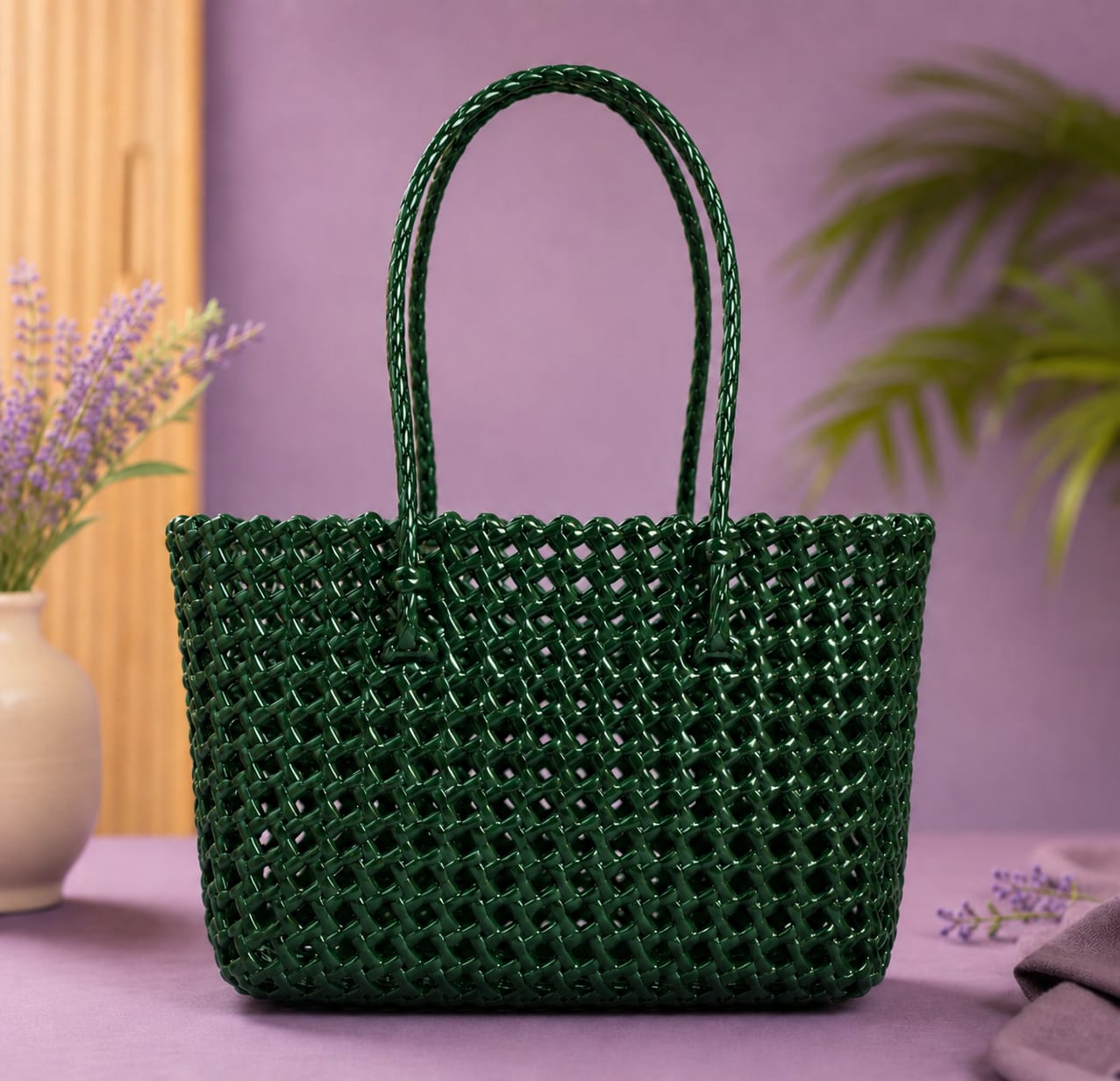 Lila Trendz Classic Black Handwoven Plastic Wire Basket