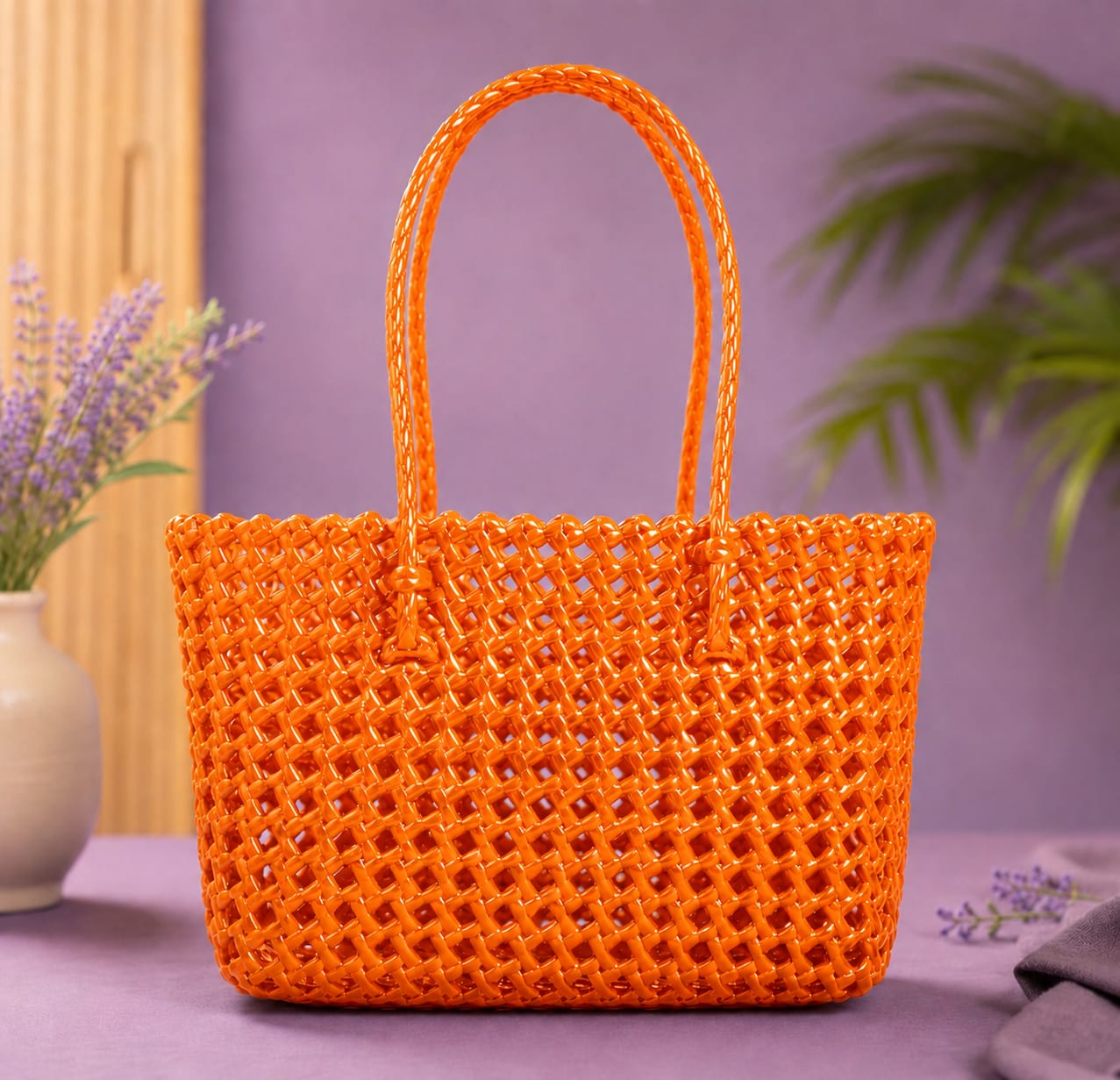 Lila Trendz Classic Black Handwoven Plastic Wire Basket