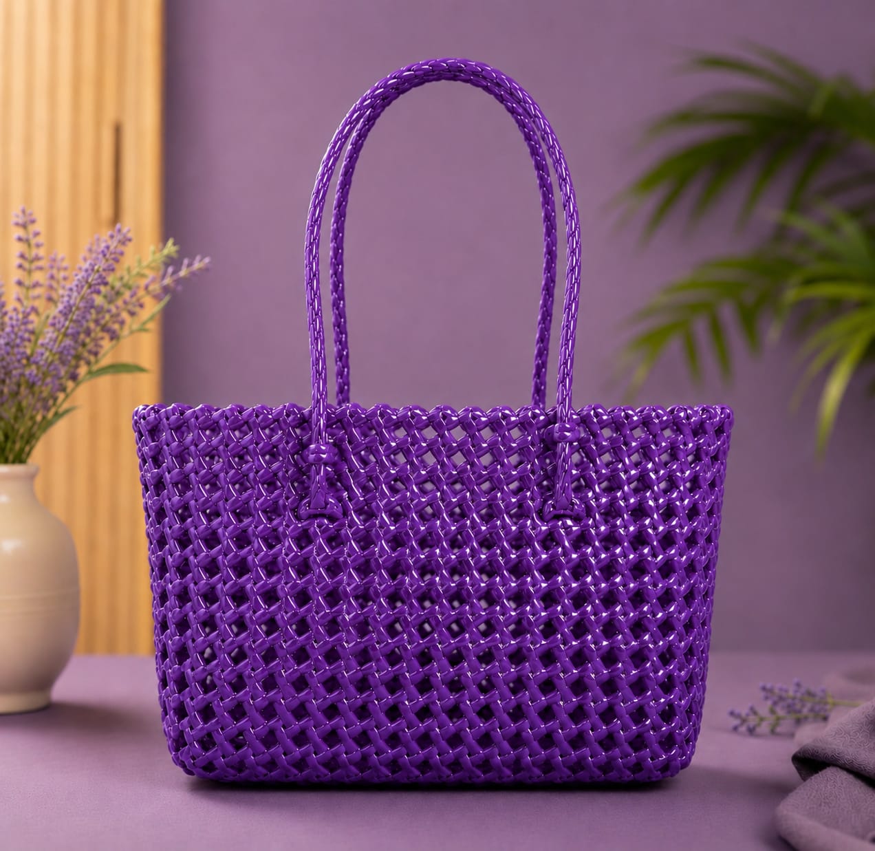 Lila Trendz Classic Black Handwoven Plastic Wire Basket