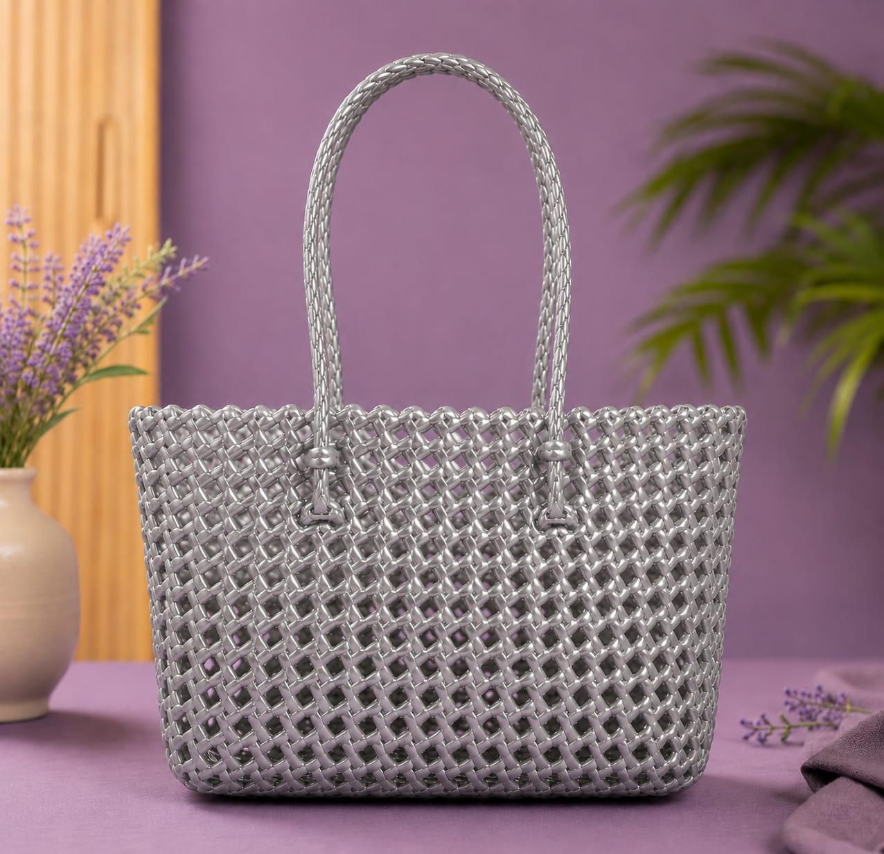 Lila Trendz Classic Black Handwoven Plastic Wire Basket