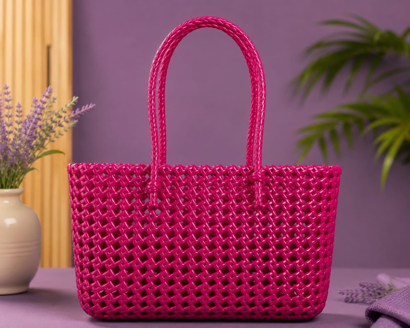 Lila Trendz Classic Black Handwoven Plastic Wire Basket