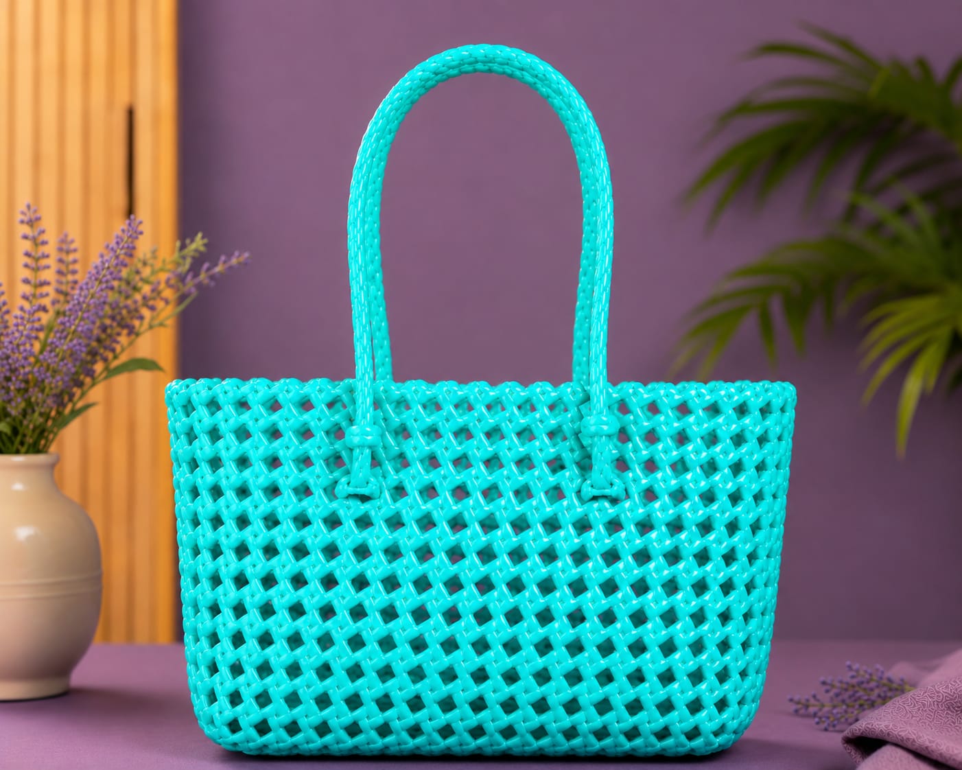 Lila Trendz Classic Black Handwoven Plastic Wire Basket