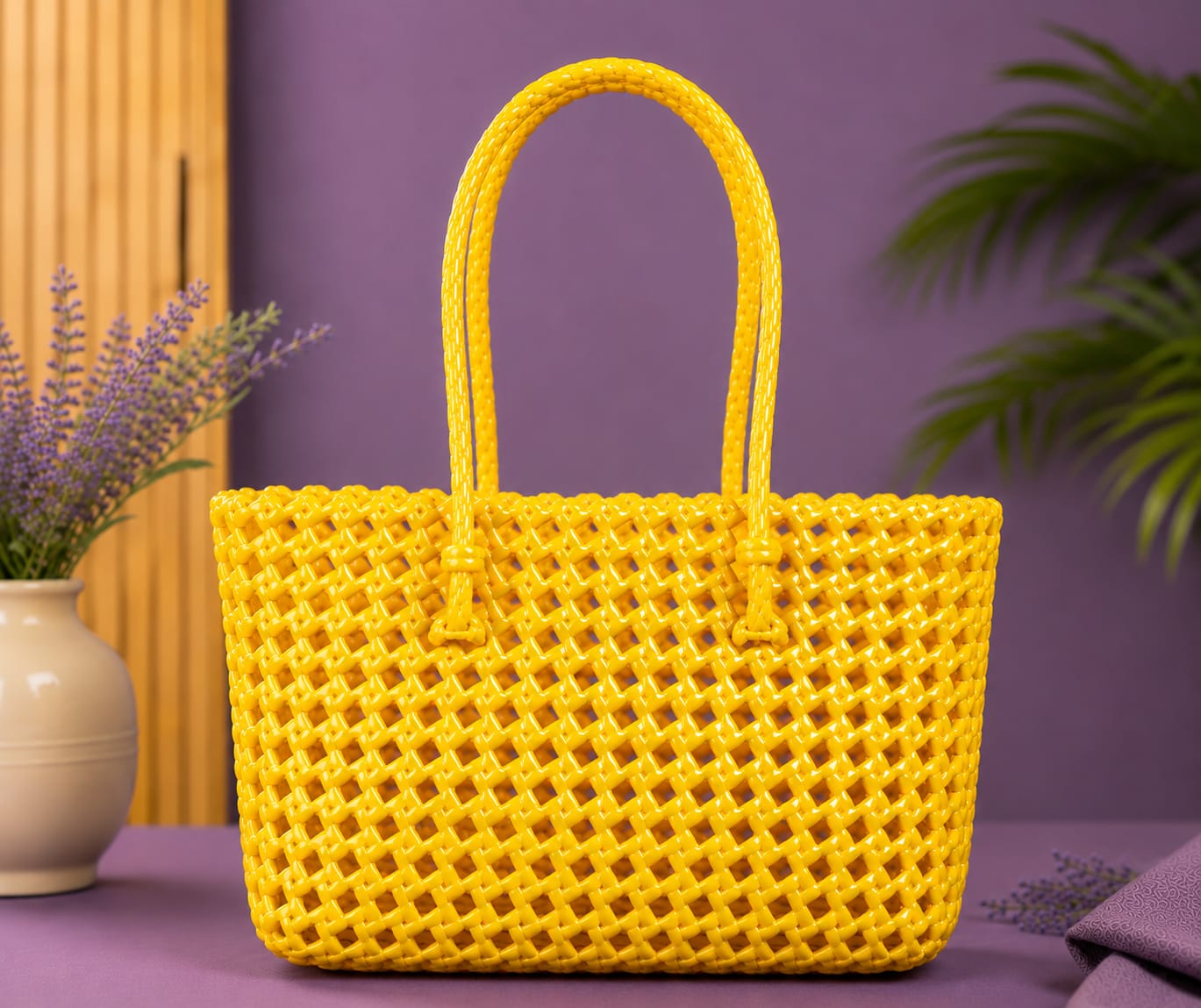 Lila Trendz Classic Black Handwoven Plastic Wire Basket