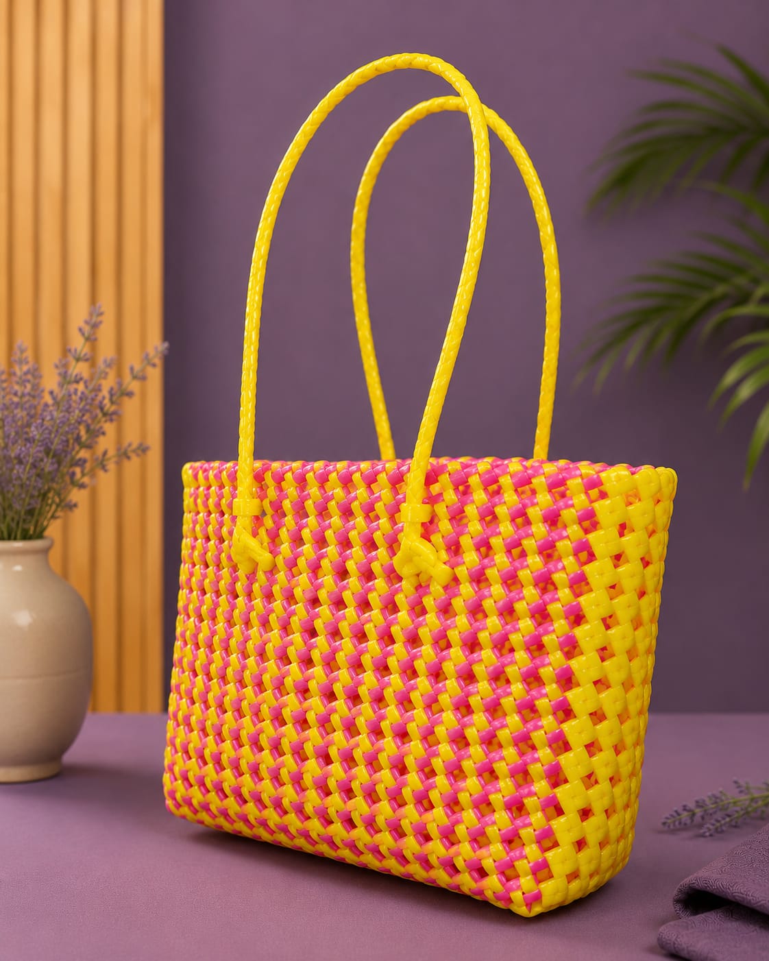 Lila Trendz Classic Black Handwoven Plastic Wire Basket