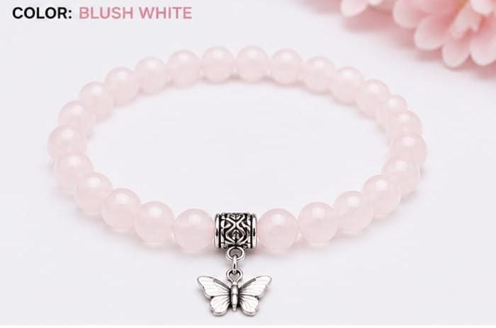 Lila Trendz Magenta Beaded Butterfly Charm Bracelet | Stretchable Elastic Bracelet for Women & Girls | Lightweight Daily Wear Gift