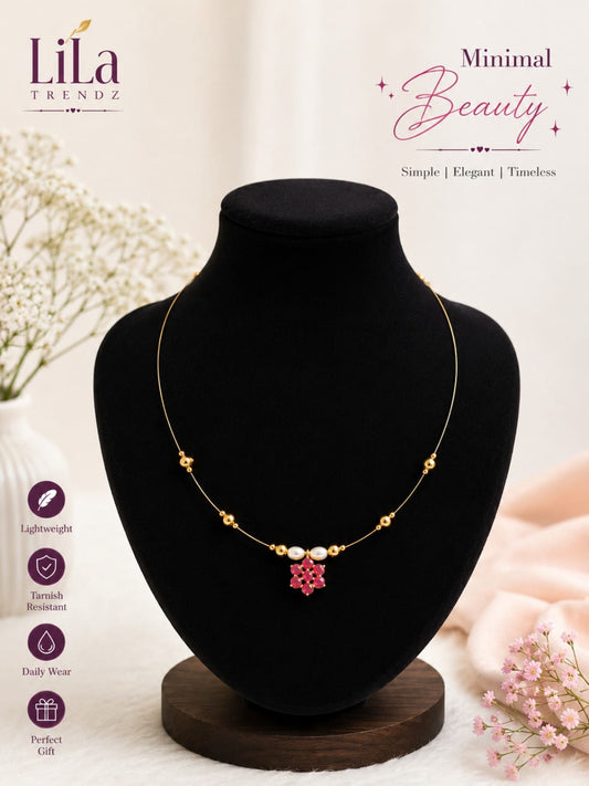 LiLa Trendz Floating Rose Pendant Necklace(Invisible Chain)