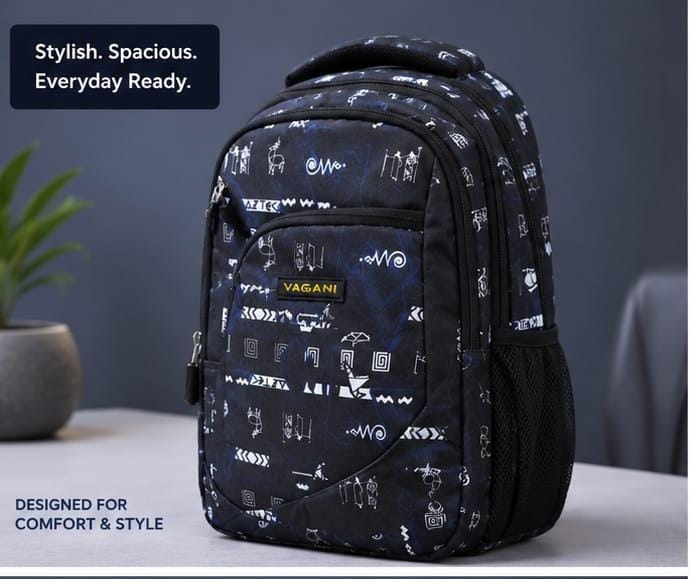 Lila Trendz  Premium Blue Geometric Print College Backpack for Men & Women