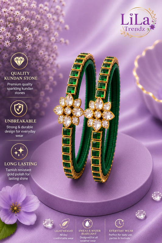 Premium Green Kundan Thread Bracelet for Women | Handmade Designer Jewellery 💜