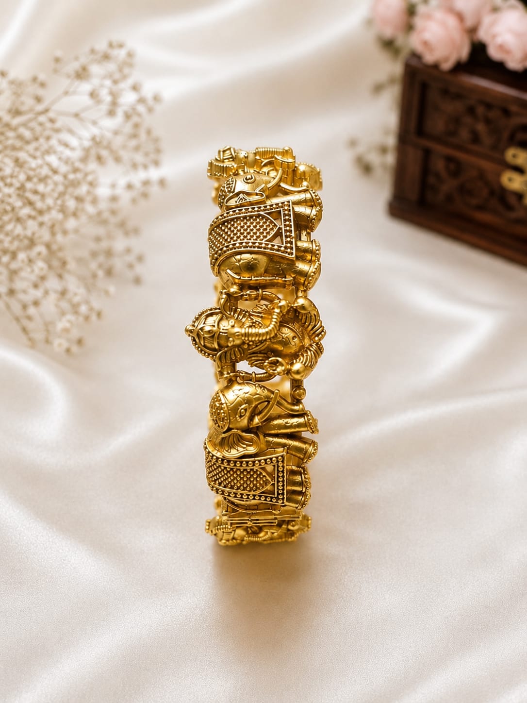 Royal Antique Gold Plated Divine Elephant Temple Bangles