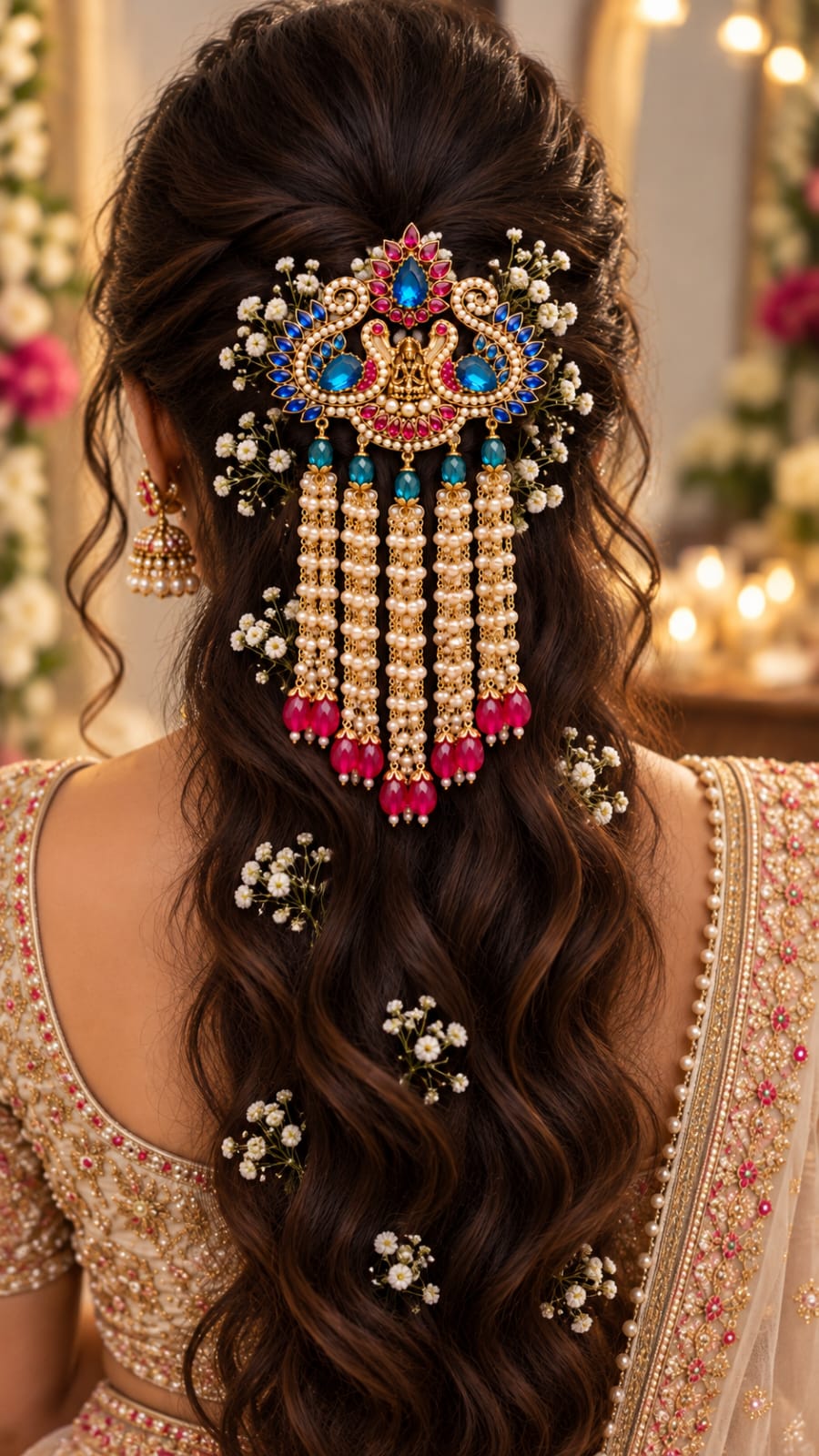 Traditional Pearl & Multi-Gemstone Hair Chains for Earrings