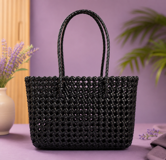 Lila Trendz Classic Black Handwoven Plastic Wire Basket