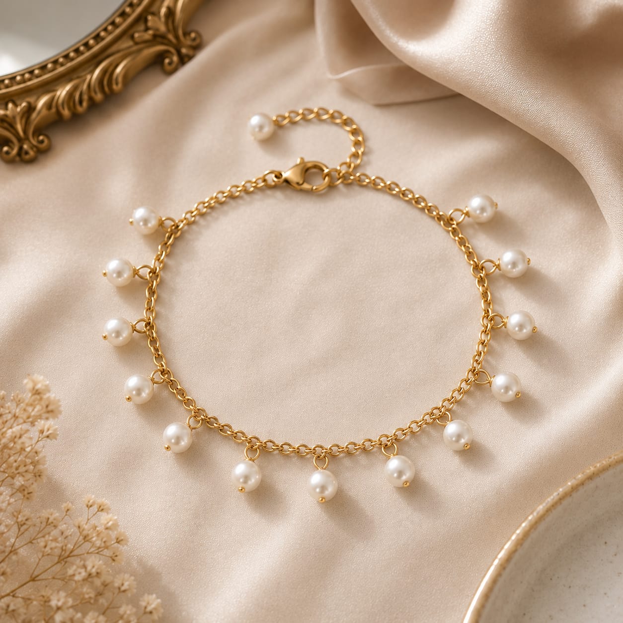 Handmade Pearl Jewellery Set | Elegant Pearl Necklace, Bracelet & Waist Chain | LiLa Trendz
